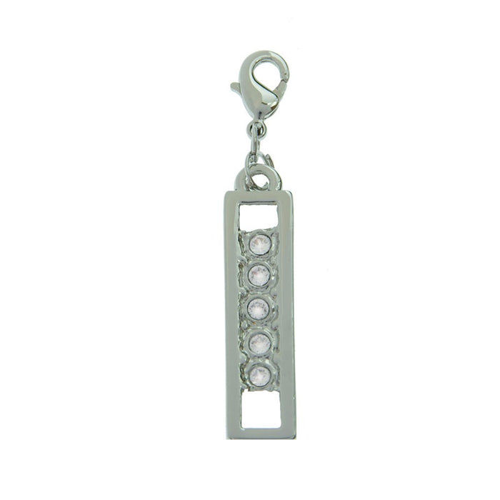 Zipper Pull with Clear Stones - Platinum Plate