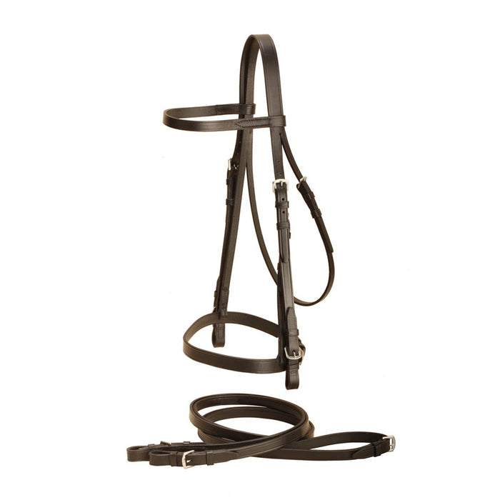 Tory Leather Flat English Bridle with Reins