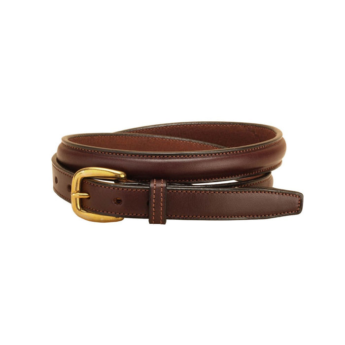 Tory Leather 3/4" Round Raised Stitched Belt with Brass Buckle