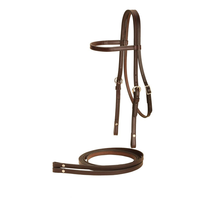 Tory Leather Western Browband Headstall Double Stitched with Reins