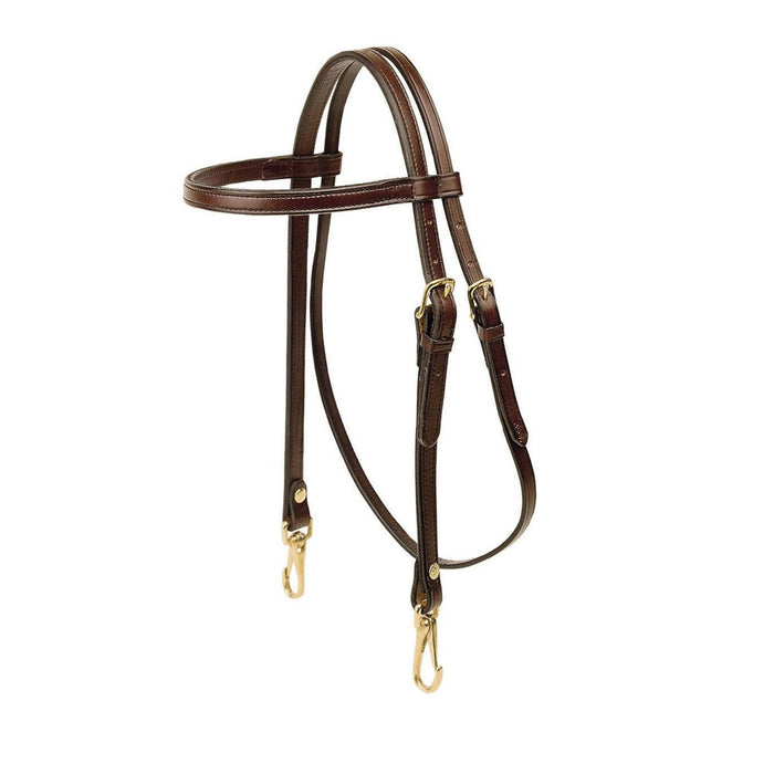 Tory Leather Arabian Browband Headstall with Snap Bit Ends - Havana